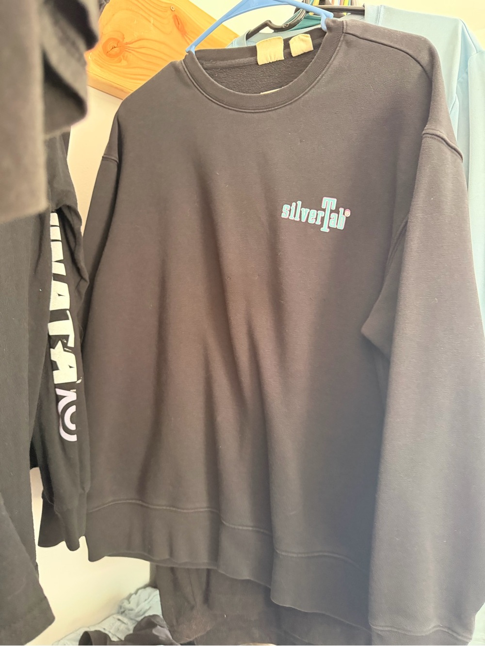 Silver tab Black Crewneck Sweatshirt